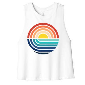 Sunset Retro Waves Women's Racerback Cropped Tank