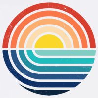 Sunset Retro Waves Short Acrylic Beanie