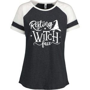 Salem Resting Witch Face Halloween Gift Enza Ladies Jersey Colorblock Tee