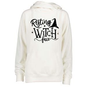 Salem Resting Witch Face Halloween Gift Womens Funnel Neck Pullover Hood