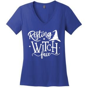 Salem Resting Witch Face Halloween Gift Women's V-Neck T-Shirt