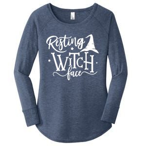 Salem Resting Witch Face Halloween Gift Women's Perfect Tri Tunic Long Sleeve Shirt