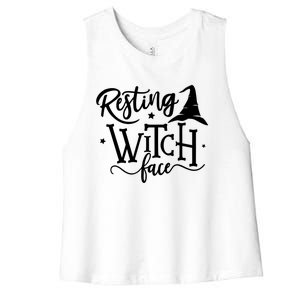 Salem Resting Witch Face Halloween Gift Women's Racerback Cropped Tank