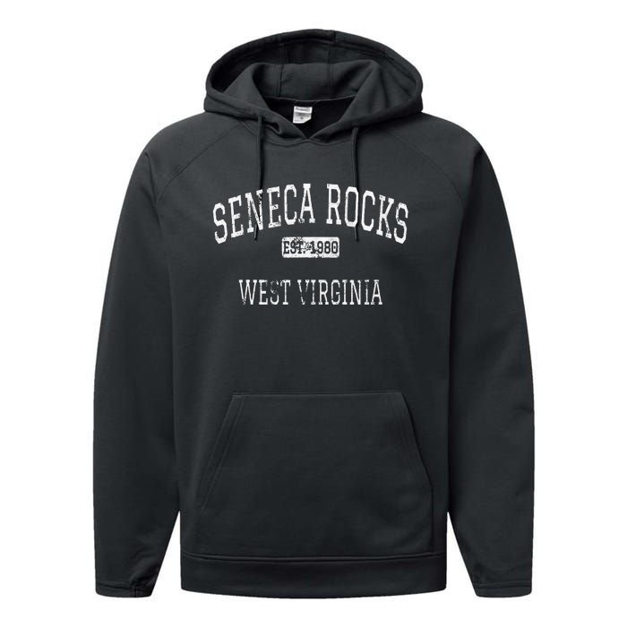 Seneca Rocks West Virginia WV Vintage Performance Fleece Hoodie