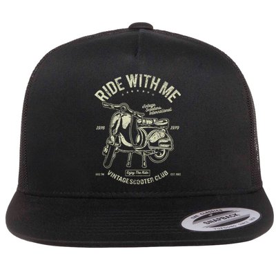 Scooter Ride With Me Vintage Scooter Vintage Flat Bill Trucker Hat