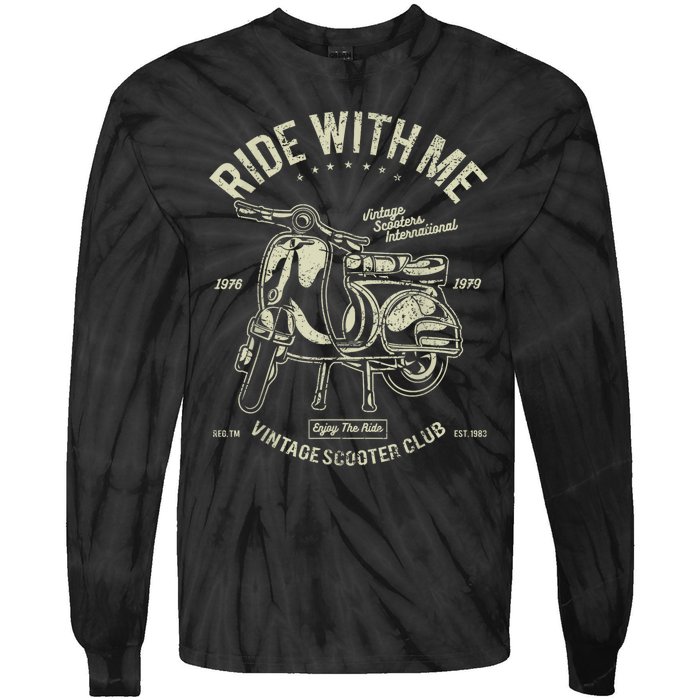 Scooter Ride With Me Vintage Scooter Vintage Tie-Dye Long Sleeve Shirt