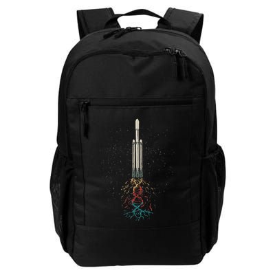 Space Rocket With Dna Helix Structure Flames Graphic Daily Commute Backpack