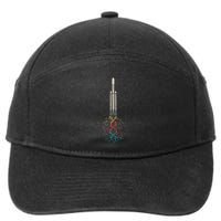 Space Rocket With Dna Helix Structure Flames Graphic 7-Panel Snapback Hat