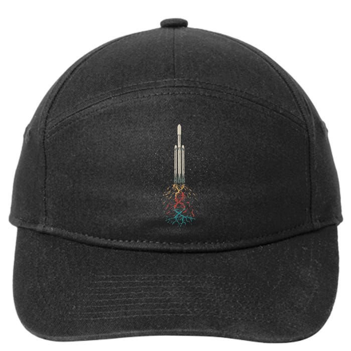 Space Rocket With Dna Helix Structure Flames Graphic 7-Panel Snapback Hat