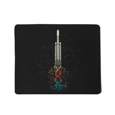 Space Rocket With Dna Helix Structure Flames Graphic Mousepad