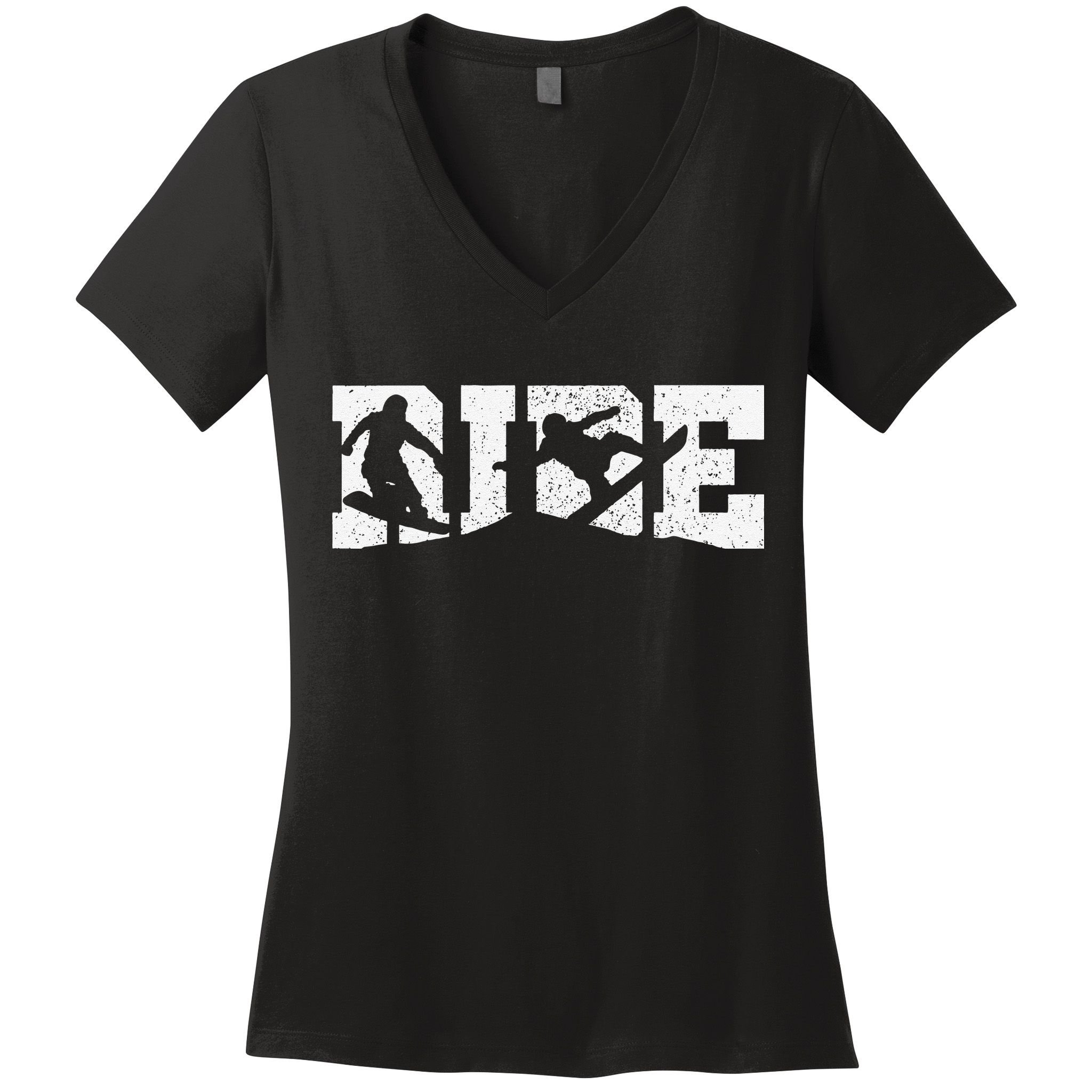 Snowboard RIDE Winter Sports Snowboarding  Women's V-Neck T-Shirt