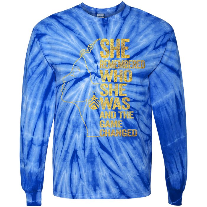 She Remembered Who She Was And The Game Changed Cute Gift Tie-Dye Long Sleeve Shirt