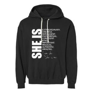 She Remembered Who She Was And The Game Changed Women Girls Garment-Dyed Fleece Hoodie