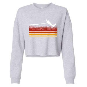 Ski Rope Water Skiing Retro Wave Lover Beachsports Gift Cropped Pullover Crew