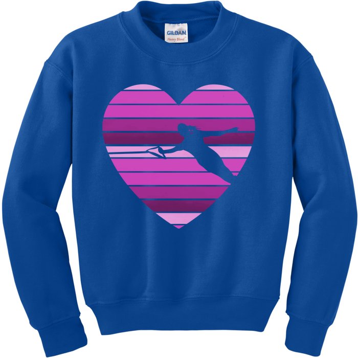 Ski Rope Wave Water Skiing Vintage Heart Sports Gift Kids Sweatshirt