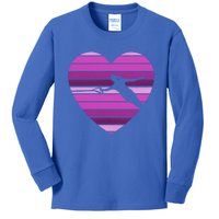 Ski Rope Wave Water Skiing Vintage Heart Sports Gift Kids Long Sleeve Shirt