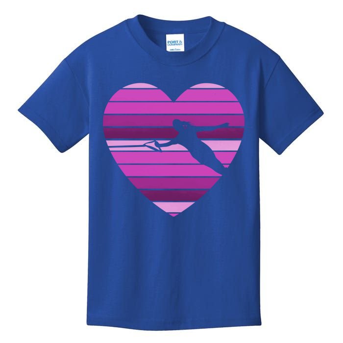 Ski Rope Wave Water Skiing Vintage Heart Sports Gift Kids T-Shirt