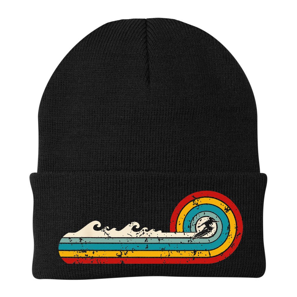 Surfer Ride Waves Beach Summer Gifts Surfing Retro Vintage Beanie
