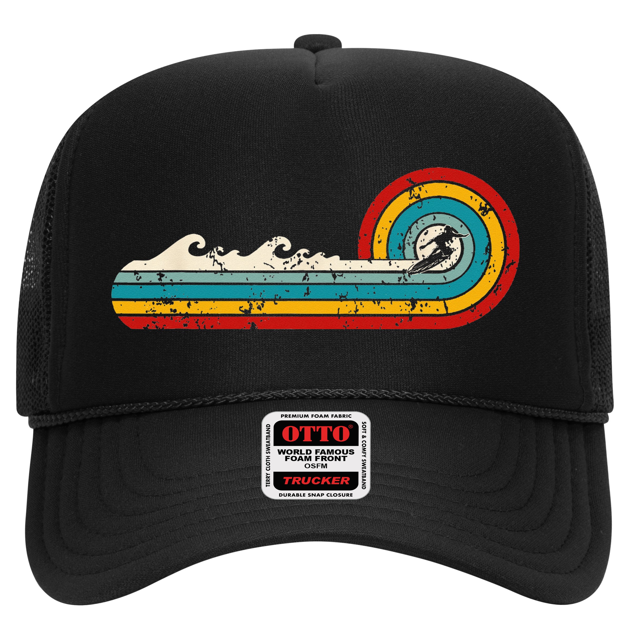 Surfer Ride Waves Beach Summer Gifts Surfing Retro Vintage Hat