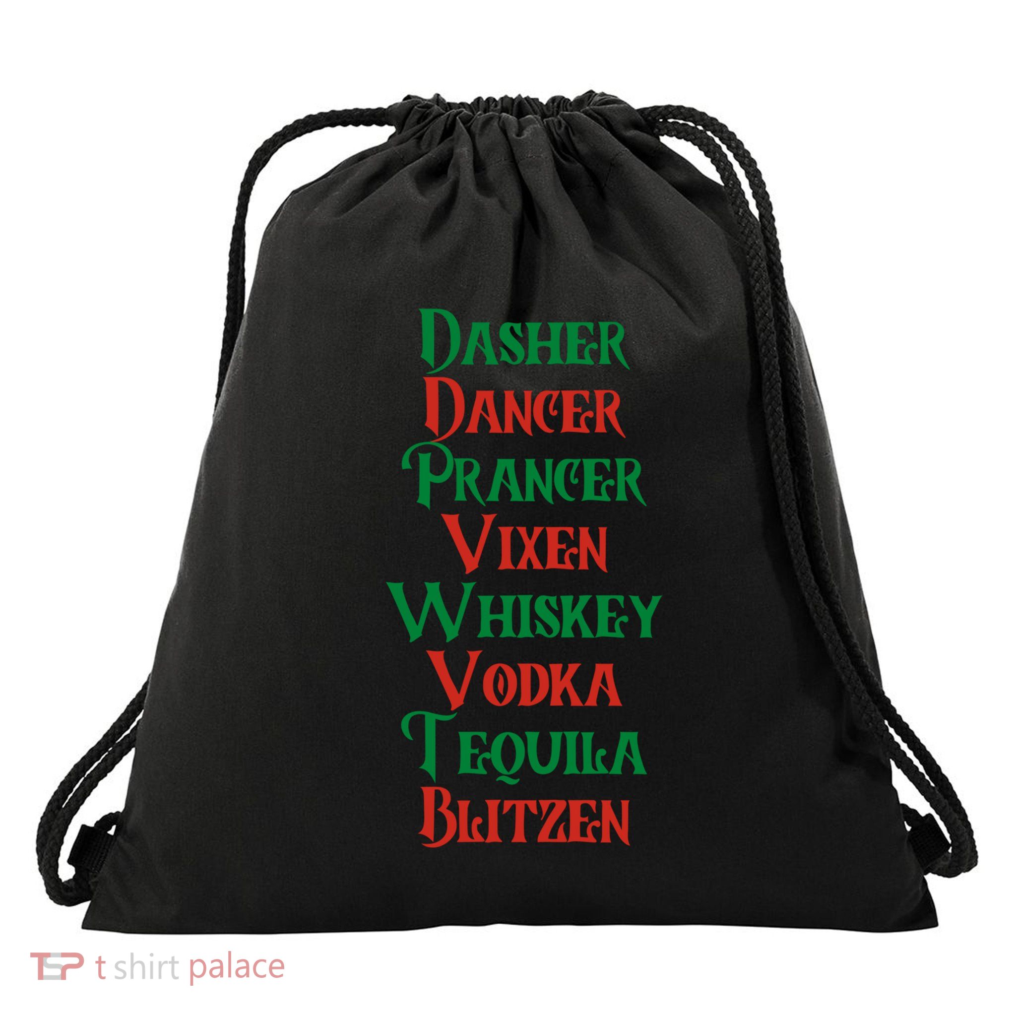 SantaS Reindeer Whiskey Vodka Tequila Christmas Ing Gift Drawstring Bag