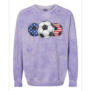 Soccer Red White Blue American Flag 4th Of July Colorblast Crewneck Sweatshirt