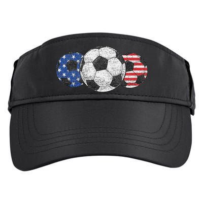 Soccer Red White Blue American Flag 4th Of July Adult Drive Performance Visor