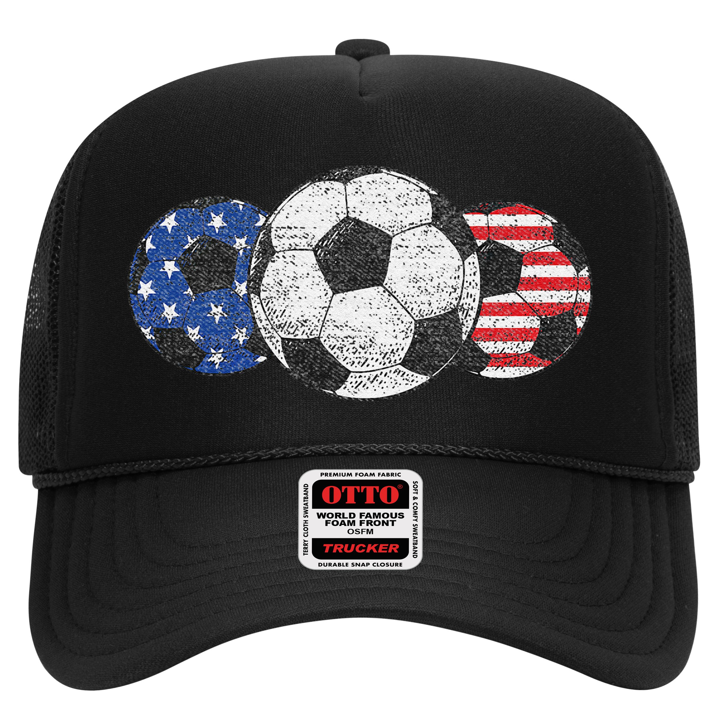 Soccer Red White Blue American Flag 4th Of July Hat