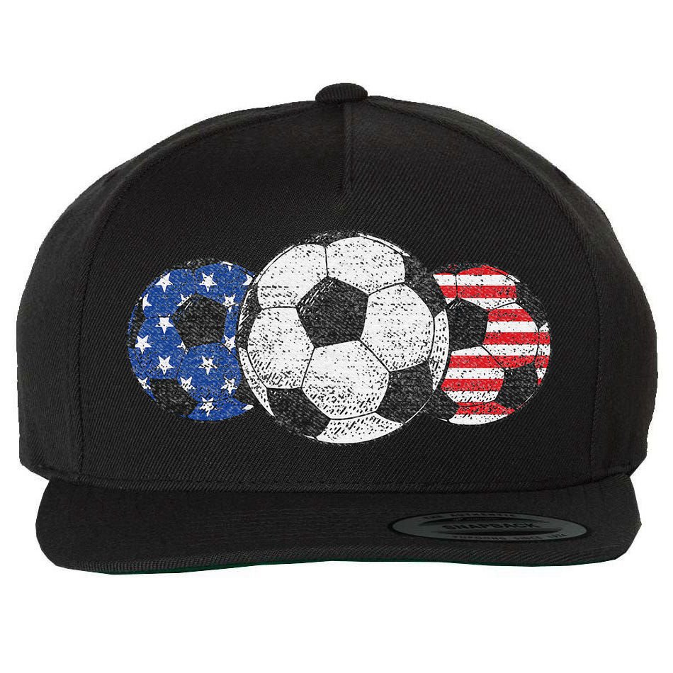 Soccer Red White Blue American Flag 4th Of July Wool Snapback Cap