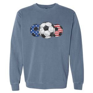 Soccer Red White Blue American Flag 4th Of July Garment-Dyed Sweatshirt