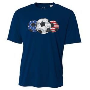 Soccer Red White Blue American Flag 4th Of July Cooling Performance Crew T-Shirt