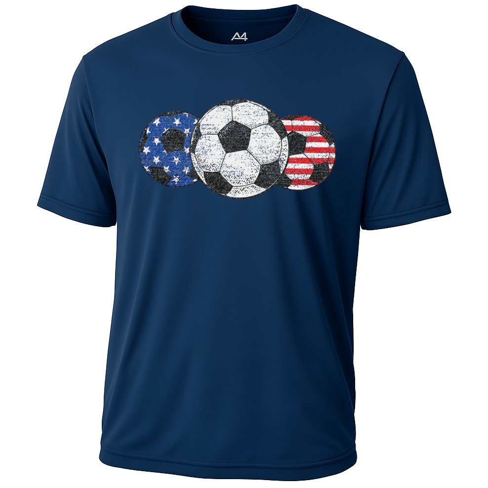 Soccer Red White Blue American Flag 4th Of July Performance Shirt