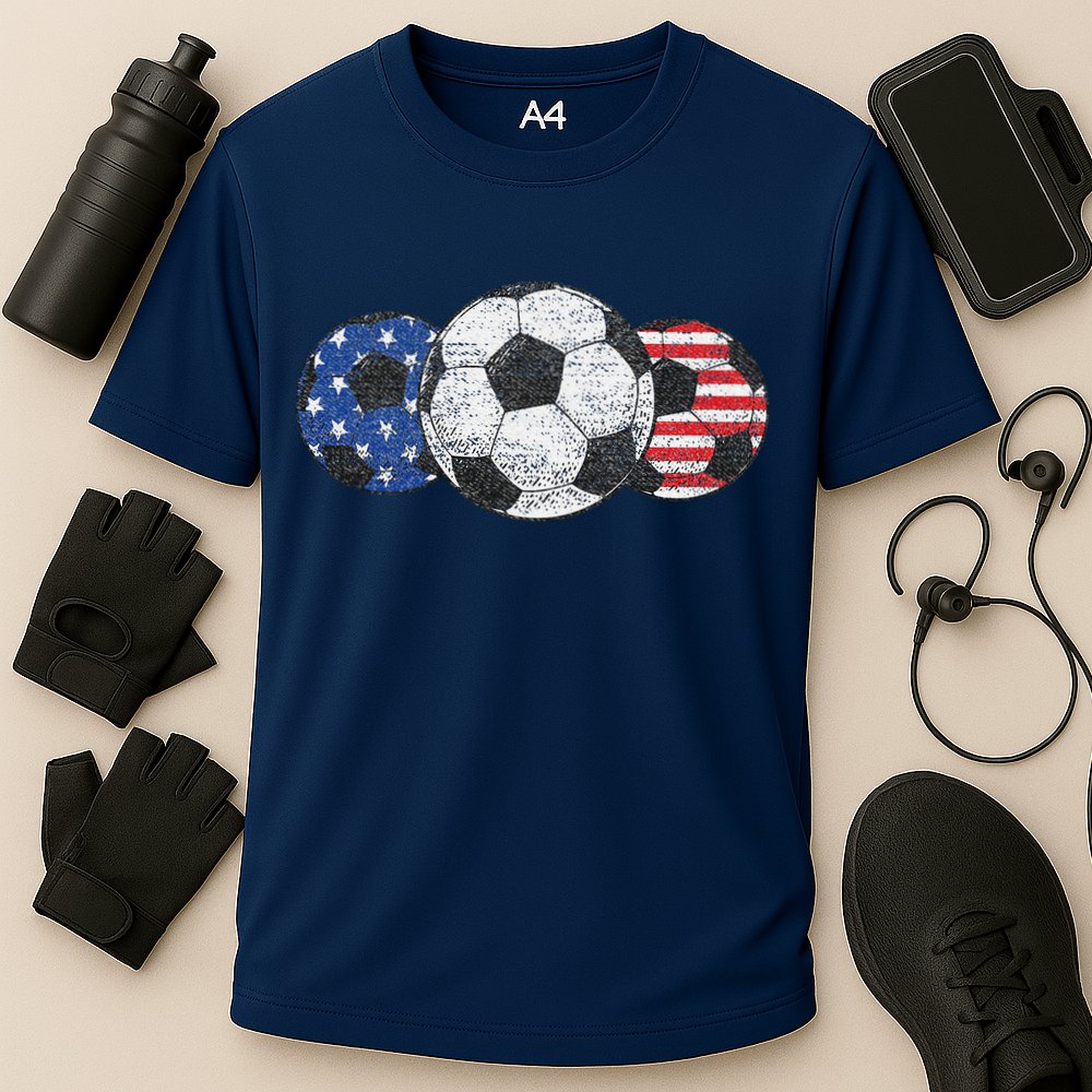 Soccer Red White Blue American Flag 4th Of July Performance Shirt