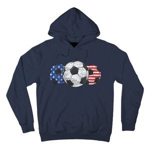 Soccer Red White Blue American Flag 4th Of July Hoodie