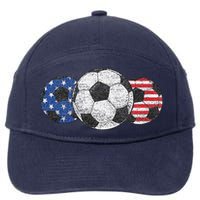 Soccer Red White Blue American Flag 4th Of July 7-Panel Snapback Hat