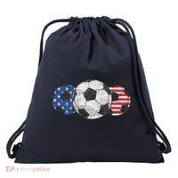 Soccer Red White Blue American Flag 4th Of July Drawstring Bag