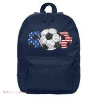 Soccer Red White Blue American Flag 4th Of July 16 in Basic Backpack