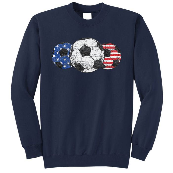 Soccer Red White Blue American Flag 4th Of July Tall Sweatshirt