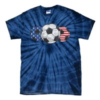 Soccer Red White Blue American Flag 4th Of July Tie-Dye T-Shirt