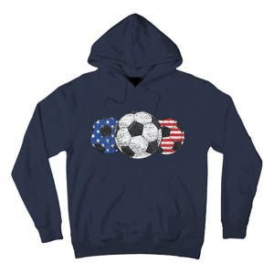 Soccer Red White Blue American Flag 4th Of July Tall Hoodie