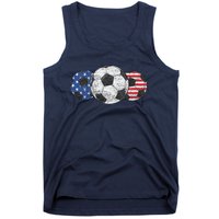 Soccer Red White Blue American Flag 4th Of July Tank Top