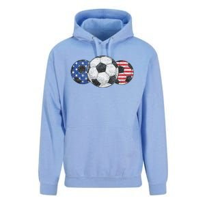 Soccer Red White Blue American Flag 4th Of July Unisex Surf Hoodie