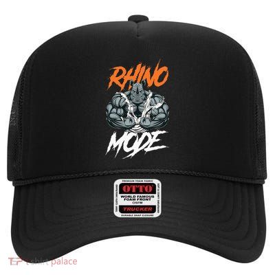 Strong Rhino With Big Biceps Rhino Mode For Gym Lover High Crown Mesh Back Trucker Hat