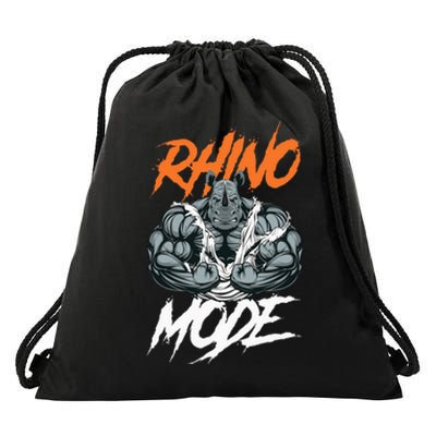 Strong Rhino With Big Biceps Rhino Mode For Gym Lover Drawstring Bag