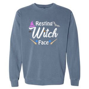 S Resting Witch Face Broomstick Cute Spooky Party Gift Garment-Dyed Sweatshirt