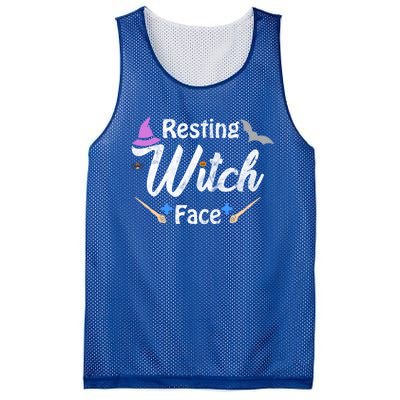 S Resting Witch Face Broomstick Cute Spooky Party Gift Mesh Reversible Basketball Jersey Tank