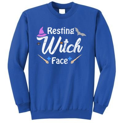 S Resting Witch Face Broomstick Cute Spooky Party Gift Tall Sweatshirt