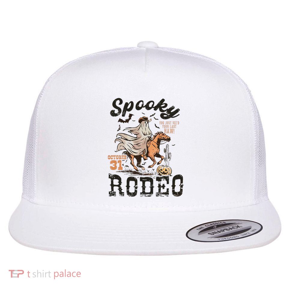 Spooky Rodeo Western Halloween Cow Country Halloween Flat Bill Trucker Hat