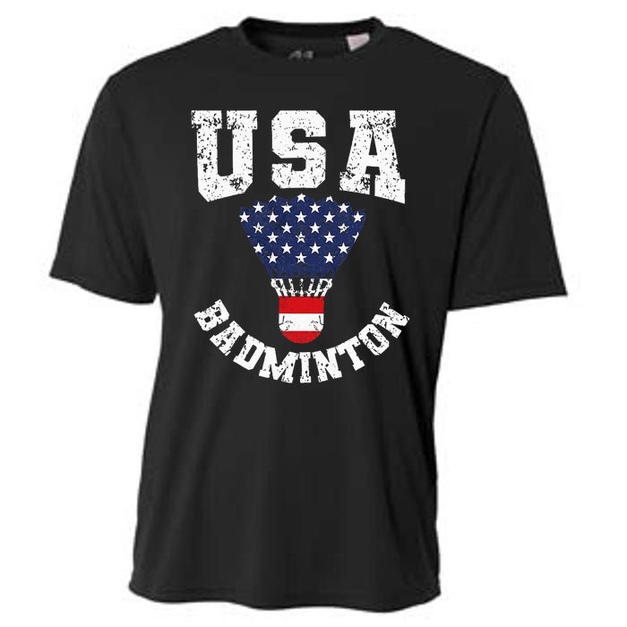 Shuttlecock Red White Blue Patriotic Usa Badminton Cooling Performance Crew T-Shirt