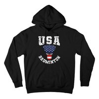 Shuttlecock Red White Blue Patriotic Usa Badminton Hoodie