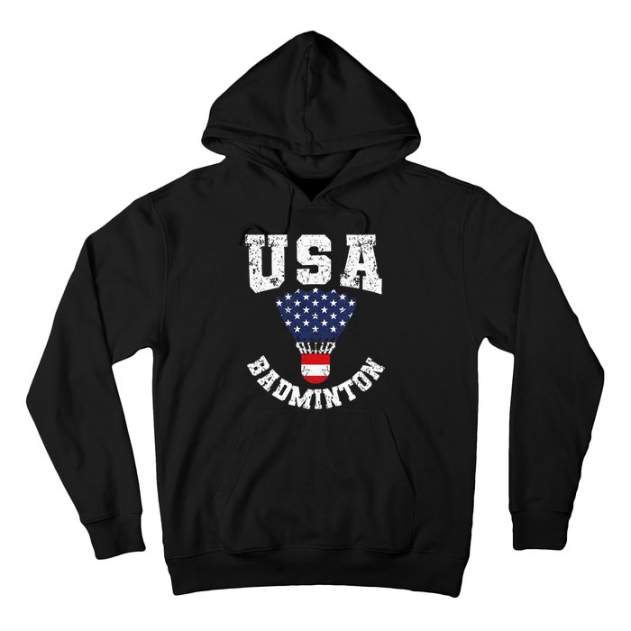 Shuttlecock Red White Blue Patriotic Usa Badminton Hoodie